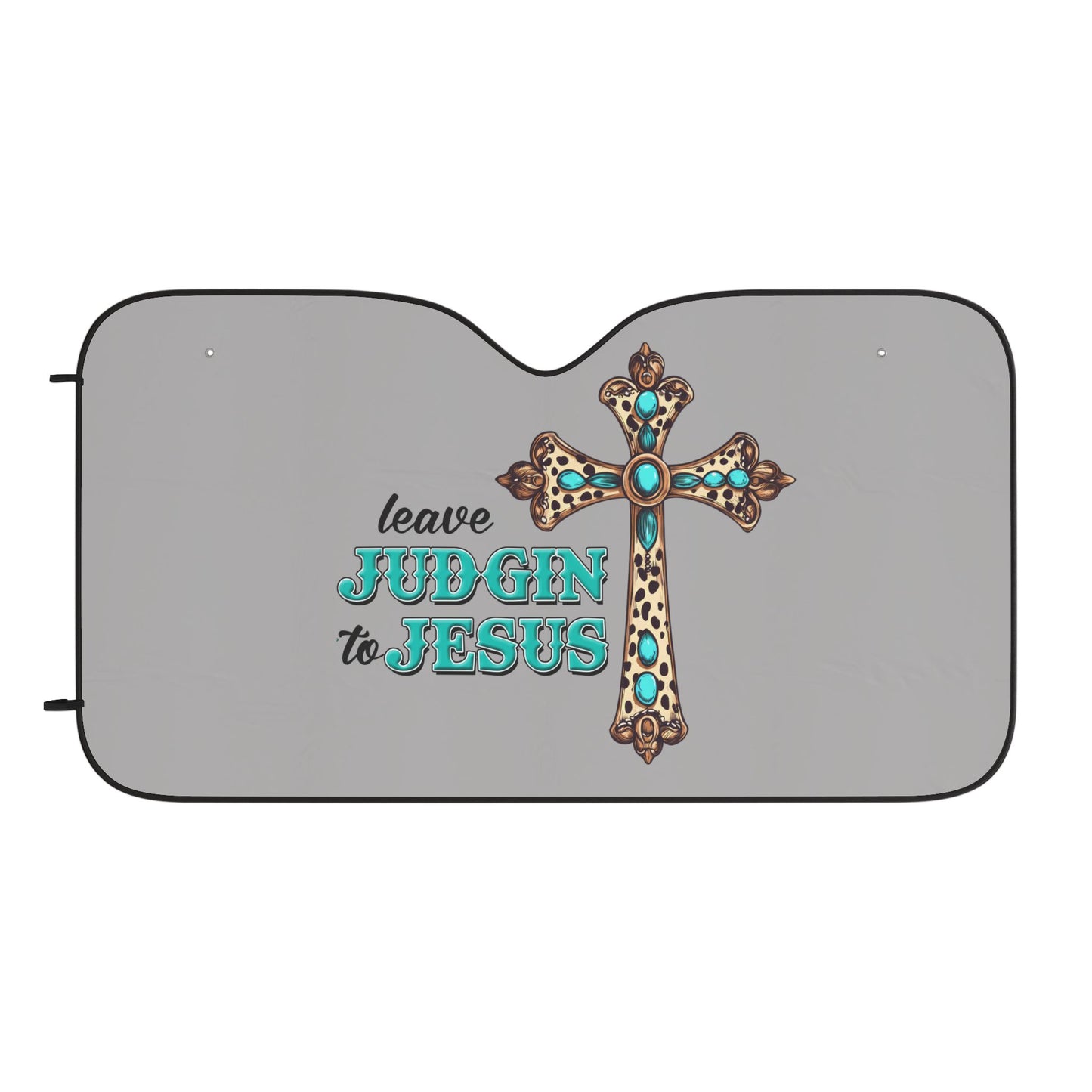 Stylish Car Sun Shades - Leave Judgin' to Jesus, UV Protection, Christian Car Accessories