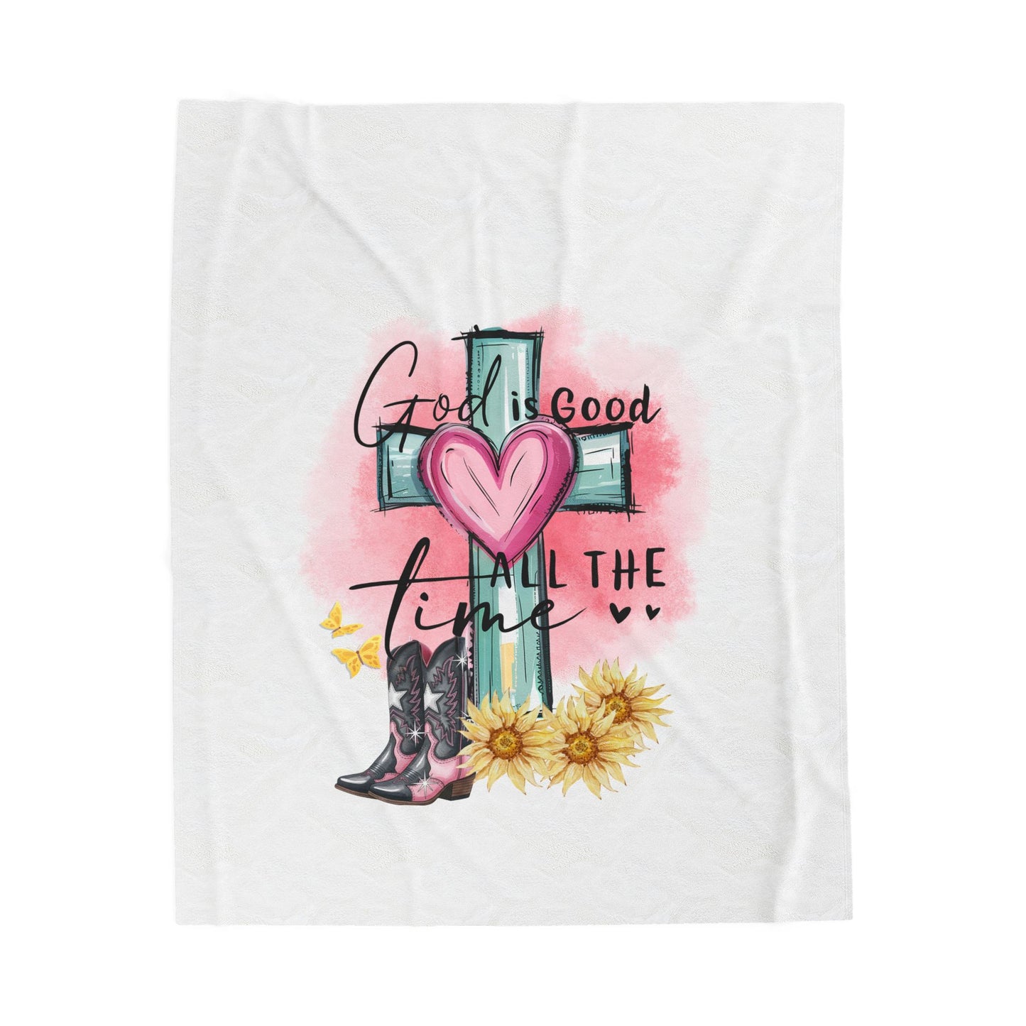 Christian Inspirational Velveteen Plush Blanket, Cozy Throw for Home Decor, Gifts for Faith Lovers, Rustic Decor, Church Events