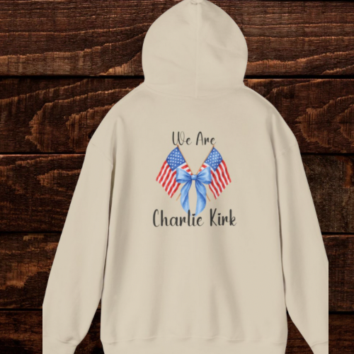 Charlie Kirk Patriotic Unisex Hooded Sweatshirt | Customizable, Comfortable, Perfect Gift for Holidays, Festivals, July 4th, Charitable Events