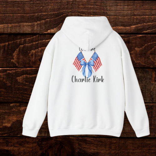 Charlie Kirk Patriotic Unisex Hooded Sweatshirt | Customizable, Comfortable, Perfect Gift for Holidays, Festivals, July 4th, Charitable Events