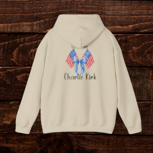 Charlie Kirk Patriotic Unisex Hooded Sweatshirt | Customizable, Comfortable, Perfect Gift for Holidays, Festivals, July 4th, Charitable Events