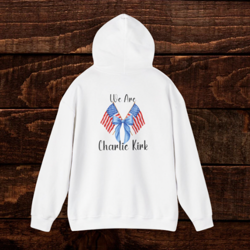 Charlie Kirk Patriotic Unisex Hooded Sweatshirt | Customizable, Comfortable, Perfect Gift for Holidays, Festivals, July 4th, Charitable Events