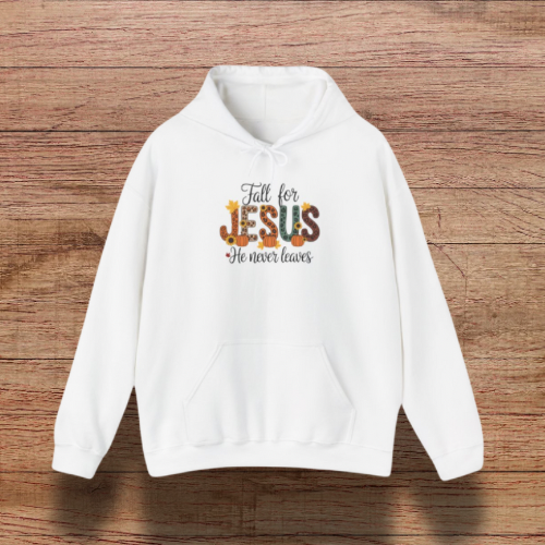 Fall for Jesus Hooded Sweatshirt –Religious Apparel, Cozy Hoodie, Faith-Based Clothing