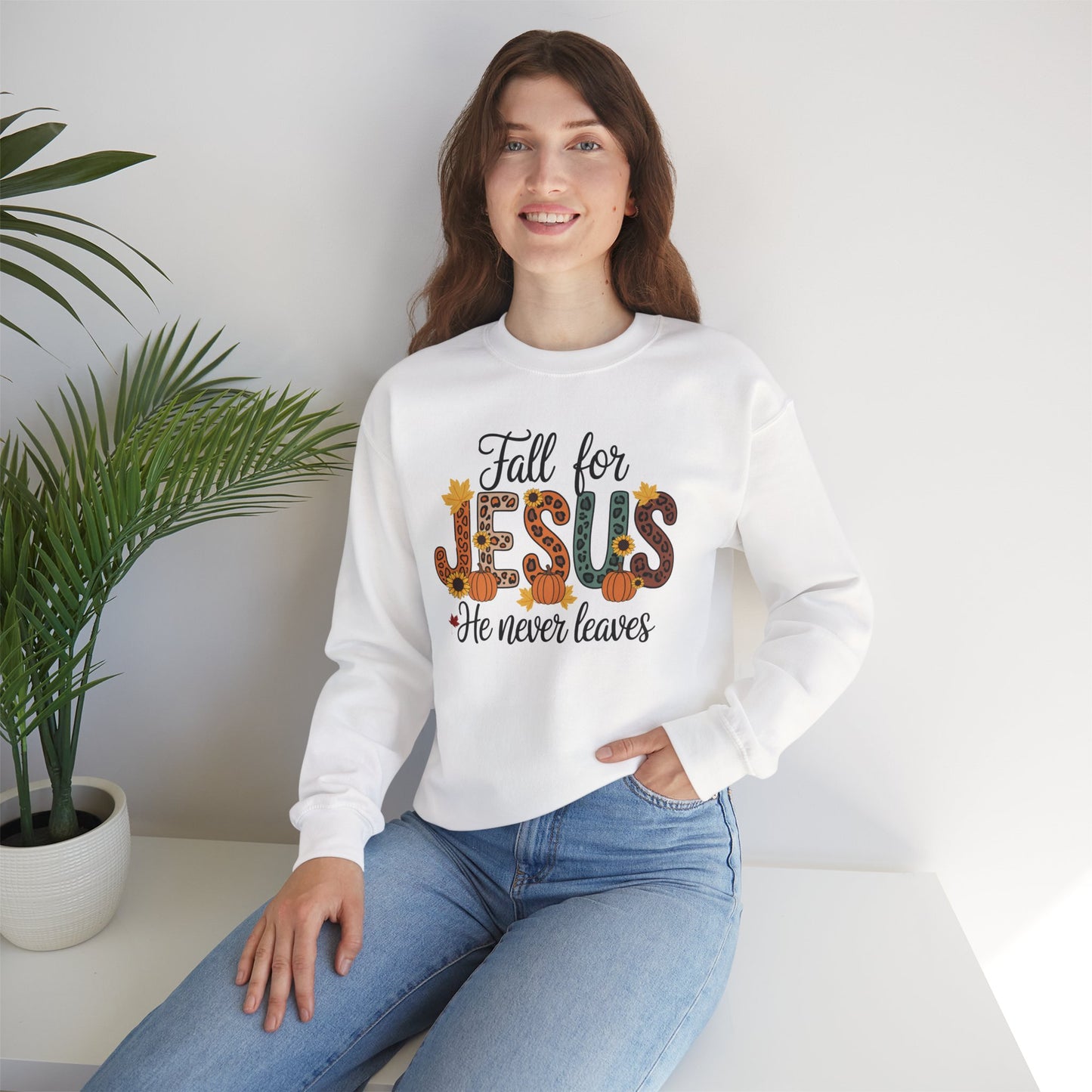 Cozy Christian Sweatshirt, Fall for Jesus, Unisex Crewneck, Religious Apparel, Faith-Based Gift, Inspirational Clothing