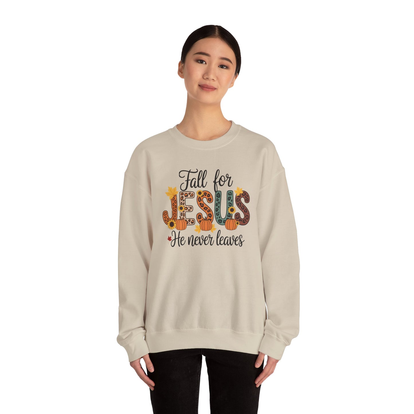 Cozy Christian Sweatshirt, Fall for  Jesus, Unisex Crewneck, Religious Apparel, Faith-Based Gift, Inspirational Clothing