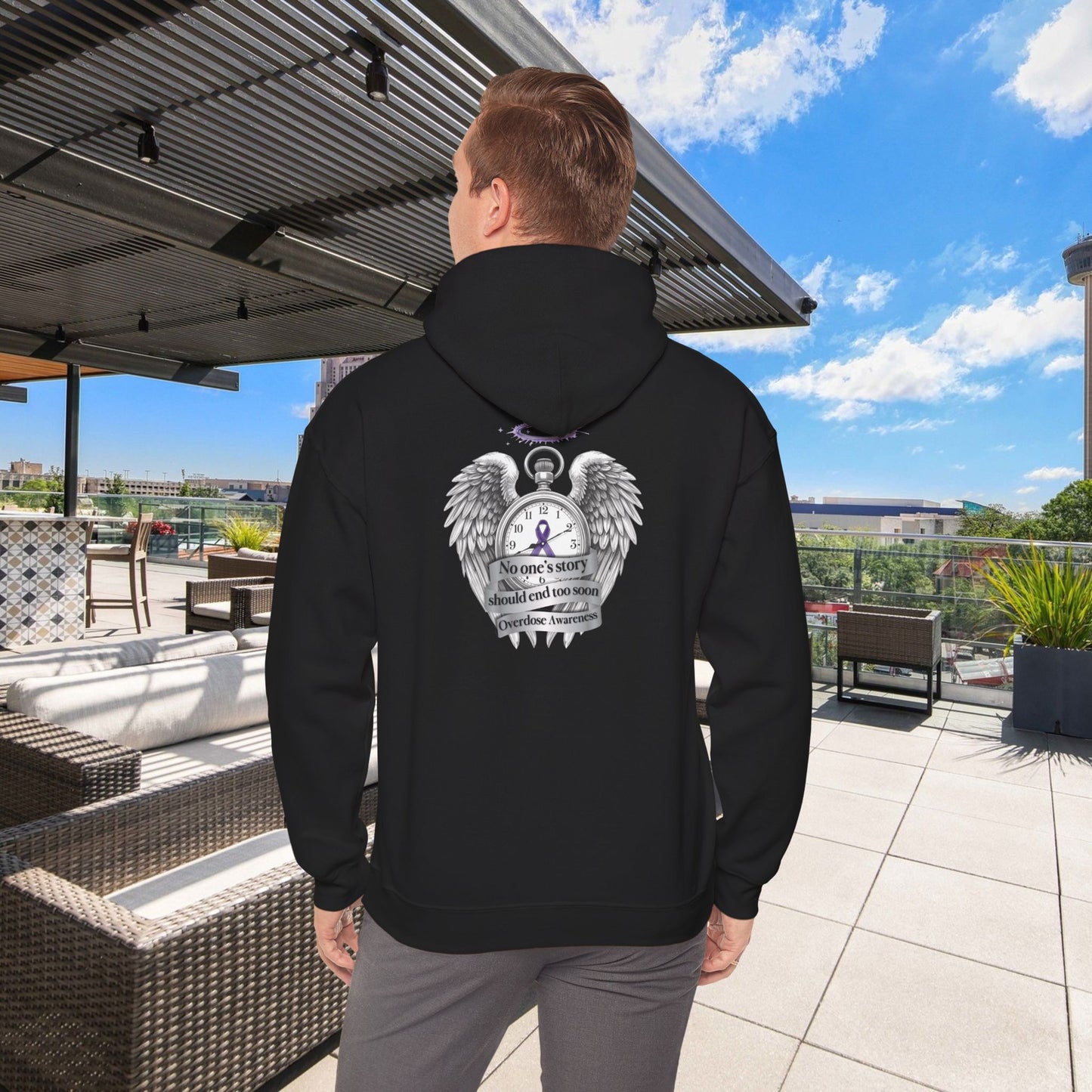 “No One’s Story Should End Too Soon” Hoodie | Overdose Awareness Sweatshirt | Faith & Recovery Support | Gildan Heavy Blend Unisex Hoodie