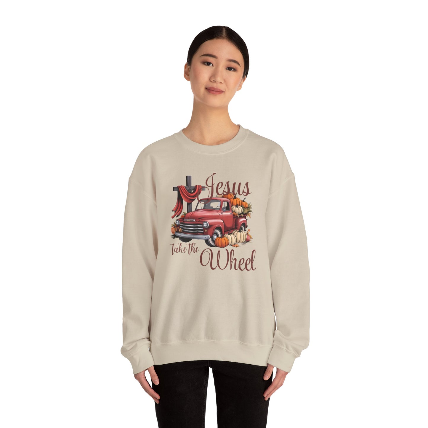 Vintage Jesus Take the Wheel Crewneck Sweatshirt, Fall Fashion, Christian Gifts, Thanksgiving Apparel, Cozy Sweater