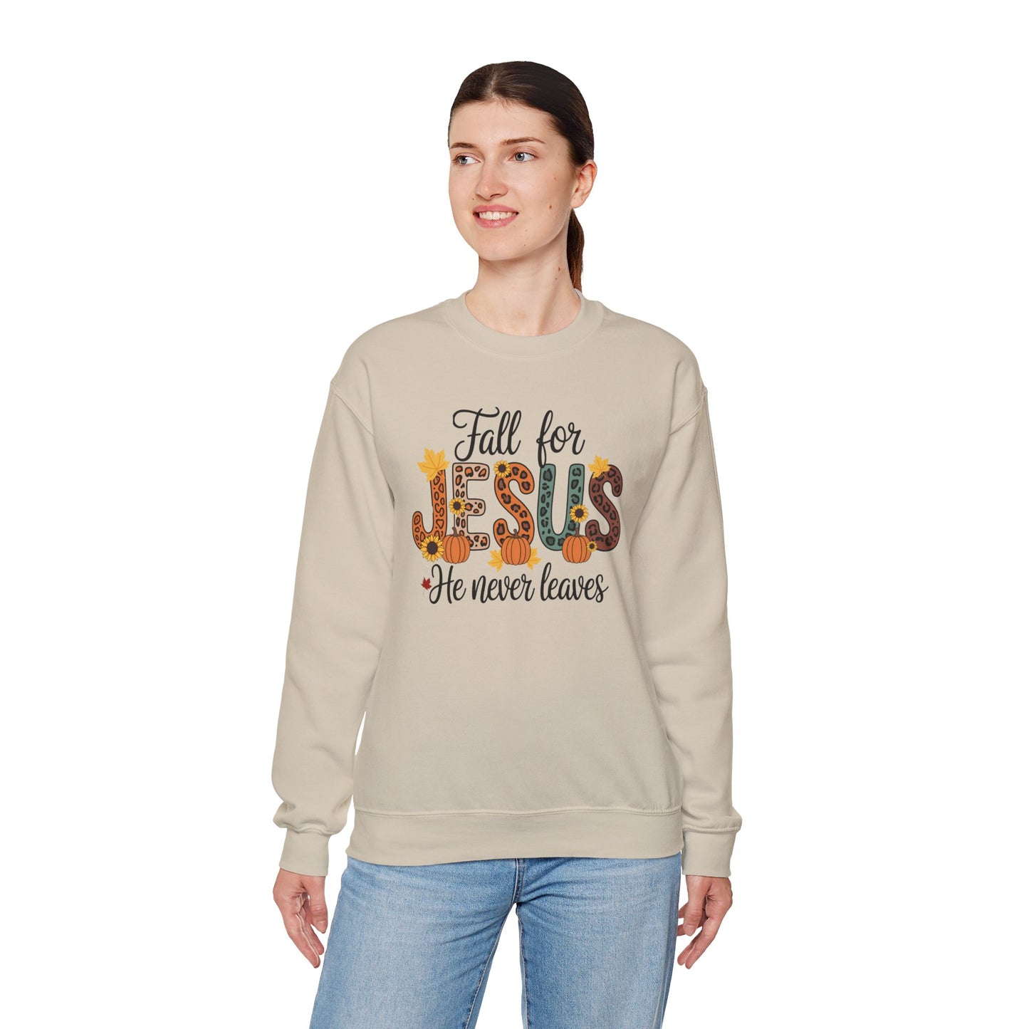Cozy Christian Sweatshirt, Fall for  Jesus, Unisex Crewneck, Religious Apparel, Faith-Based Gift, Inspirational Clothing