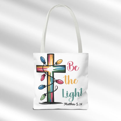 Be the Light Christmas Cross Tote Bag - Festive & Durable Carryall