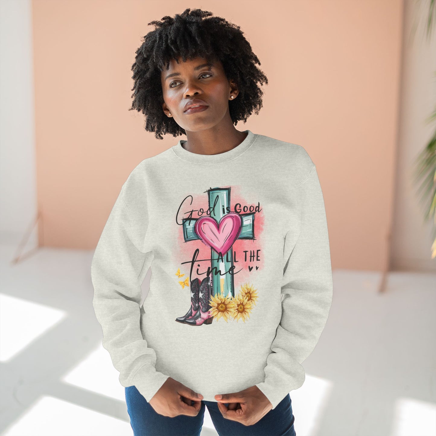 Bohemian Faith Sweatshirt - Cozy Gift for Believers, Church, Easter, Spring Fashion, Inspirational Hoodie, Graphic Crewneck