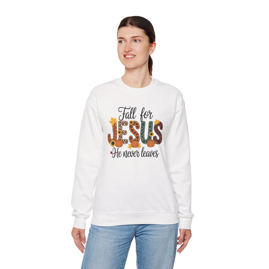 Cozy Christian Sweatshirt, Fall for  Jesus, Unisex Crewneck, Religious Apparel, Faith-Based Gift, Inspirational Clothing