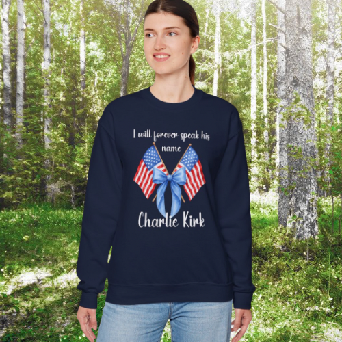 Charlie Kirk Memorial Tribute Sweatshirt, Comfort Wear for Remembrance, Unisex Crewneck, Gift for Loved Ones, Honor and Cherish Forever
