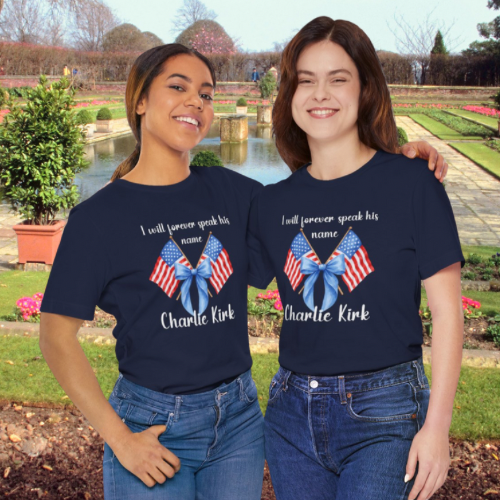 Charlie Kirk Patriotic Tribute Tee, I Will Forever Speak His Name, Memorial Day Shirt, Commemorative Tee, Veteran's Day Gift