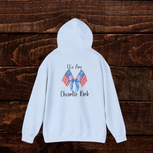Charlie Kirk Patriotic Unisex Hooded Sweatshirt | Customizable, Comfortable, Perfect Gift for Holidays, Festivals, July 4th, Charitable Events