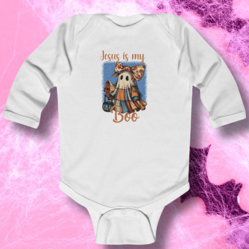 Infant Long Sleeve Bodysuit - Cute Jesus is My Boo  Baby Clothes for Holidays, Perfect Gift for Baby Showers, Christmas, Easter