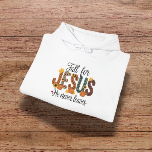 Fall for Jesus Hooded Sweatshirt –Religious Apparel, Cozy Hoodie, Faith-Based Clothing