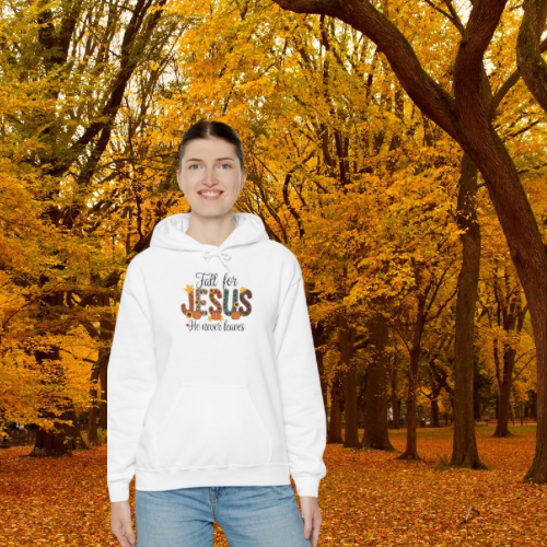 Fall for Jesus Hooded Sweatshirt –Religious Apparel, Cozy Hoodie, Faith-Based Clothing