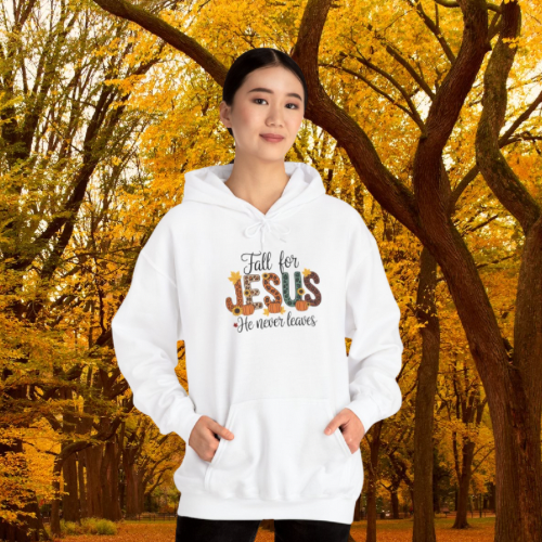 Fall for Jesus Hooded Sweatshirt –Religious Apparel, Cozy Hoodie, Faith-Based Clothing