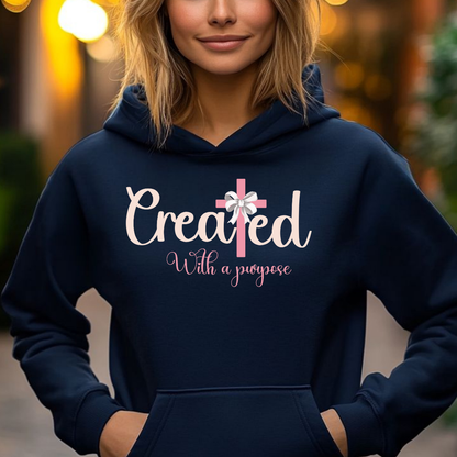 Created with Love Unisex Hoodie, Cozy Sweatshirt for Everyday, Inspirational Gift for Friends, Perfect for Relaxation or Casual Outings