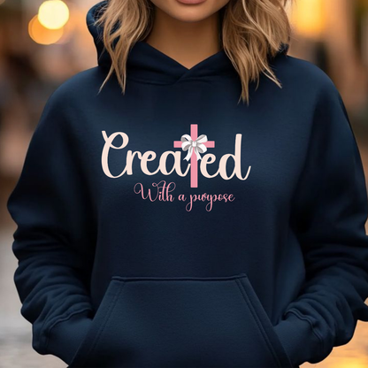 Created with Love Unisex Hoodie, Cozy Sweatshirt for Everyday, Inspirational Gift for Friends, Perfect for Relaxation or Casual Outings