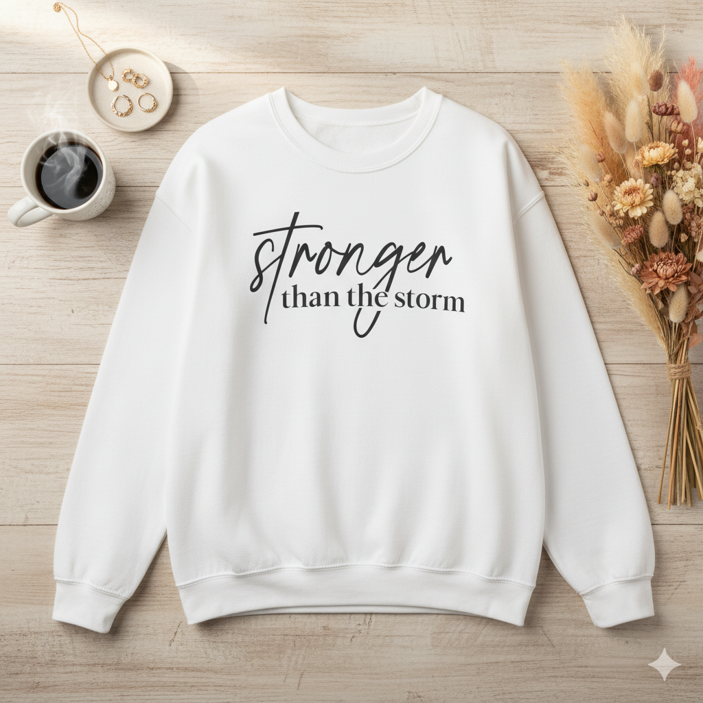 Stronger Than The Storm Crewneck Sweatshirt | Resilience & Mental Health Support