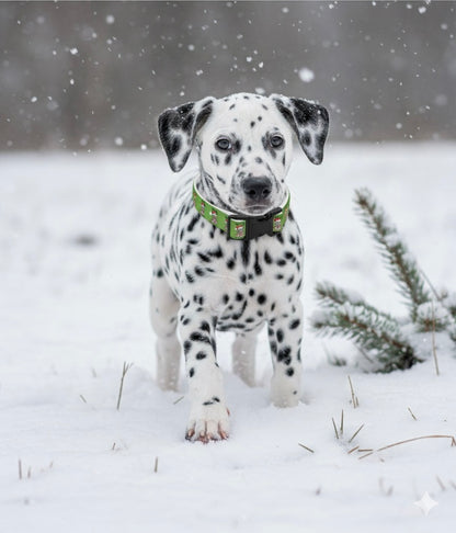Personalized "Sparky 1st Christmas" Dog Collar - Festive Green Holiday Pet Collar