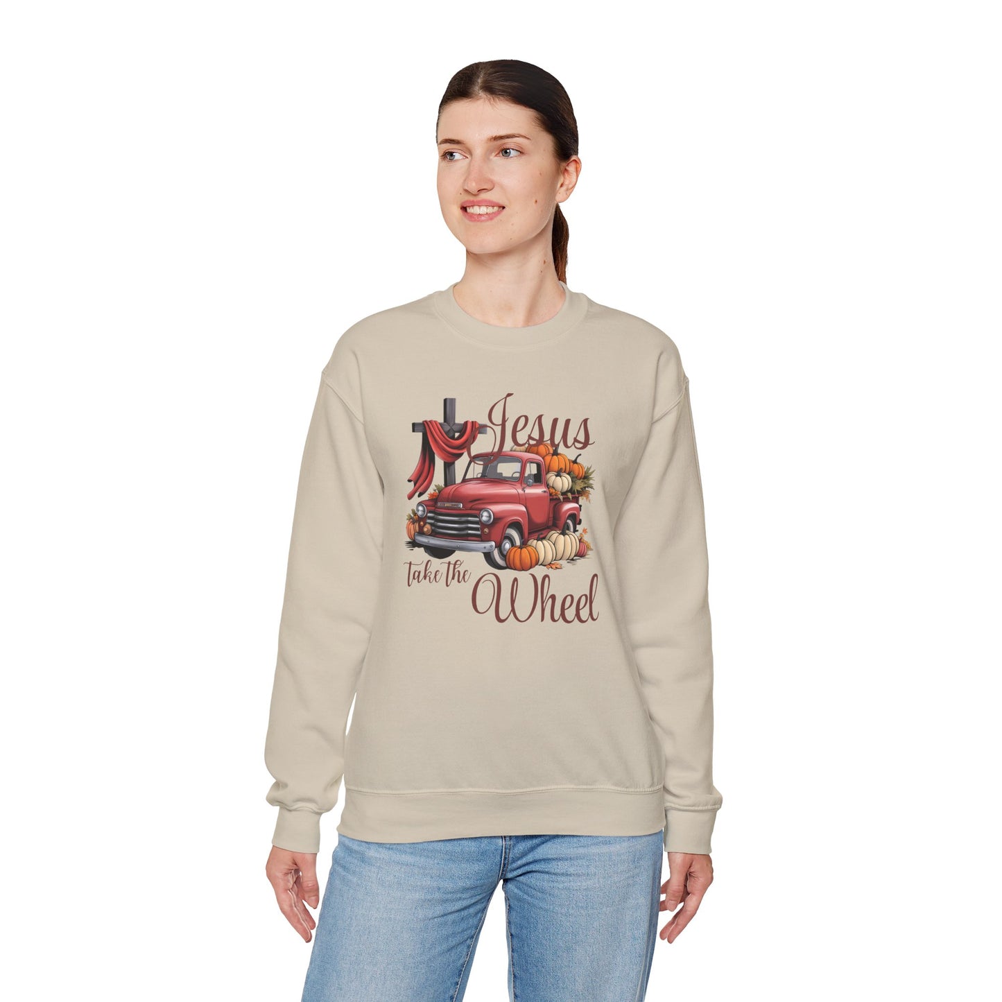 Vintage Jesus Take the Wheel Crewneck Sweatshirt, Fall Fashion, Christian Gifts, Thanksgiving Apparel, Cozy Sweater
