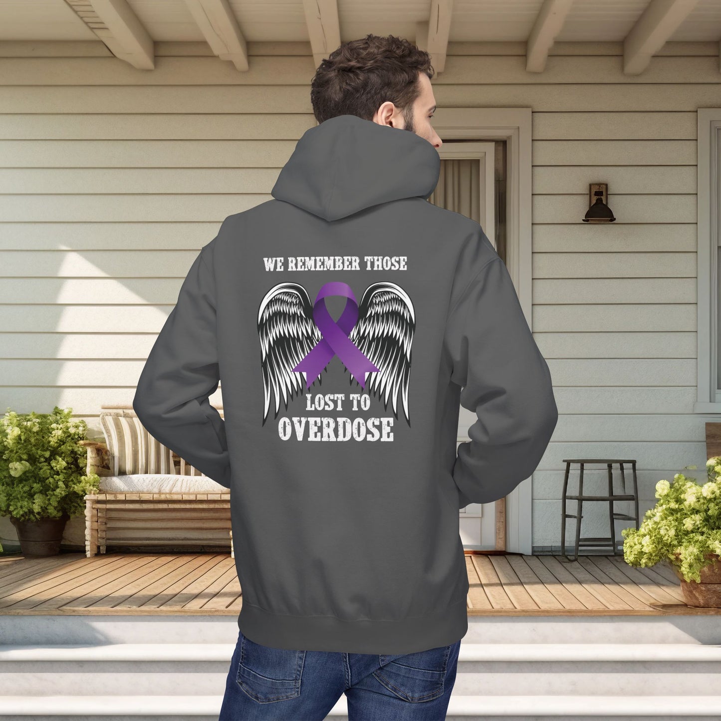 “We Remember Those Lost to Overdose” Men’s Fleece Hoodie – Faith, Awareness & Comfort