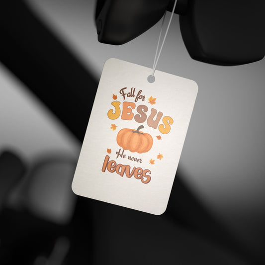 Fall for Jesus Pumpkin Car Air Freshener, Christian Car Decor, Autumn Scent, Faith-Based Gift, Thanksgiving Decor