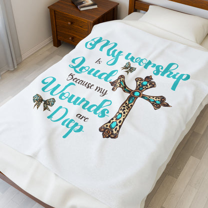 Spiritual Comfort Velveteen Blanket | Inspirational Gift, Cozy Home Decor, Christian Blessing, Faith-Filled Moments, Relaxation Item