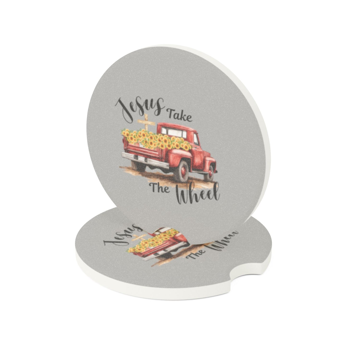 Rustic Car Coaster, Jesus Take the Wheel, Coffee Car Accessory, Gift for Drivers, Farmhouse Decor, Unique Auto Gift