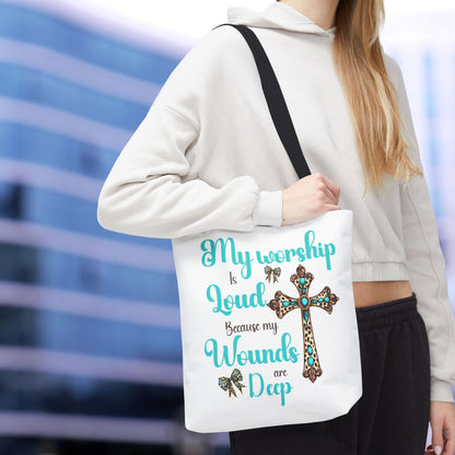 Faith-Inspired Tote Bag, Religious Tote, Cross Design Bag, Gift for Believers, Worship Accessory, Christian Tote
