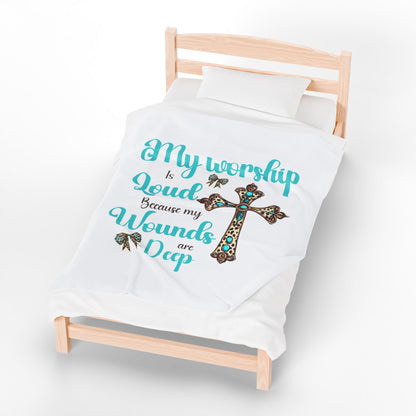 Spiritual Comfort Velveteen Blanket | Inspirational Gift, Cozy Home Decor, Christian Blessing, Faith-Filled Moments, Relaxation Item