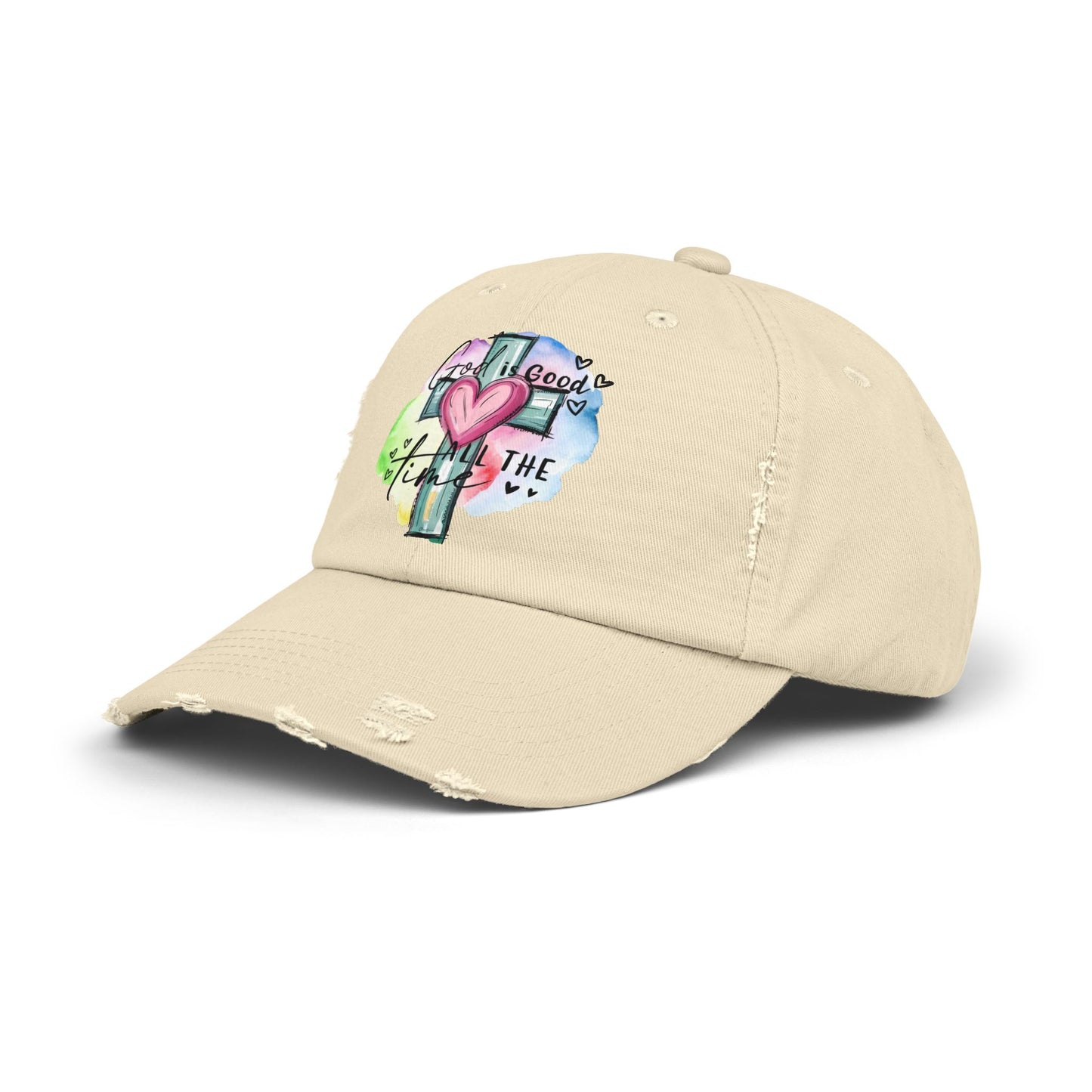Unisex Distressed Cap with Inspirational Design, Faith Hat, Christian Cap, Everyday Accessory, Gift for All Occasions
