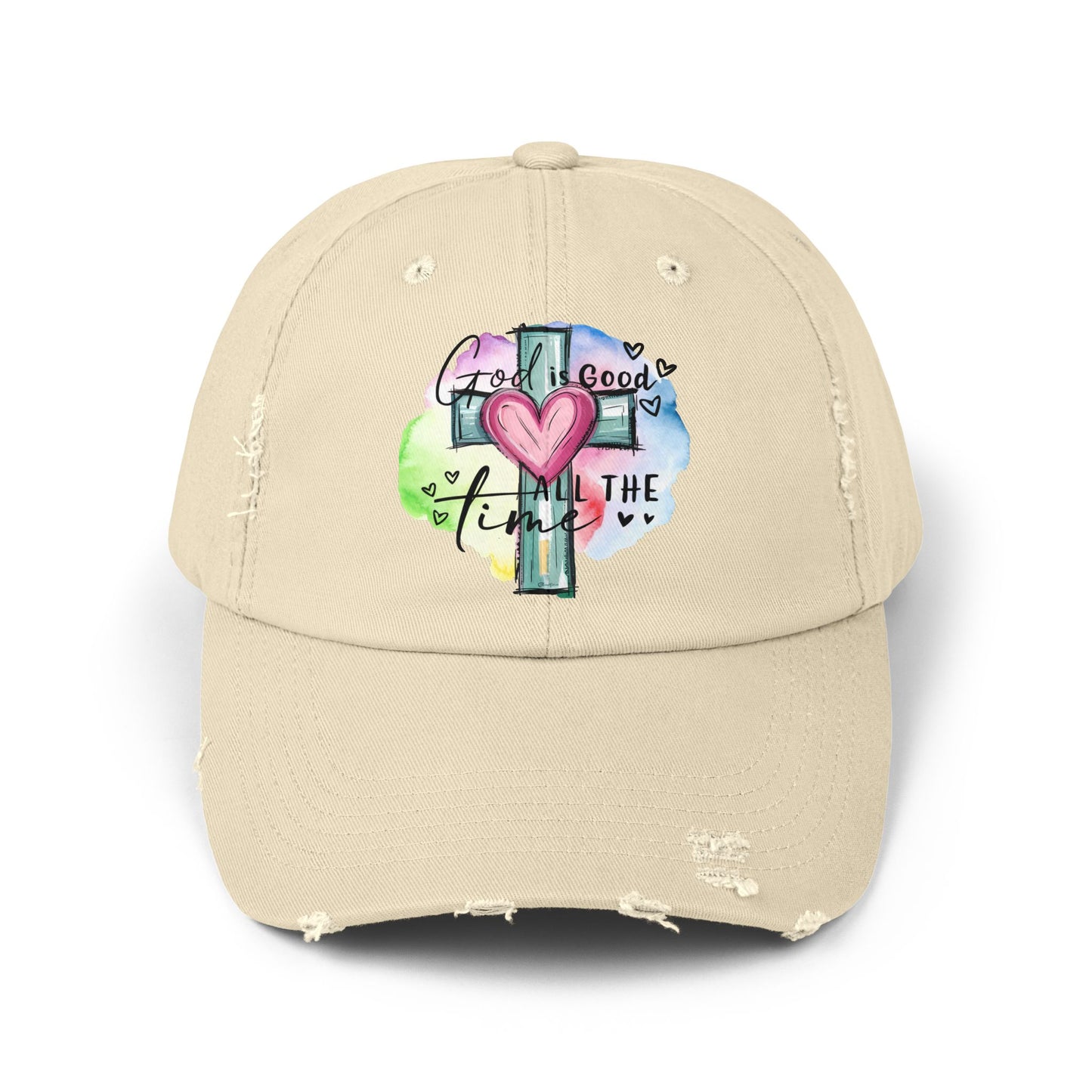 Unisex Distressed Cap with Inspirational Design, Faith Hat, Christian Cap, Everyday Accessory, Gift for All Occasions