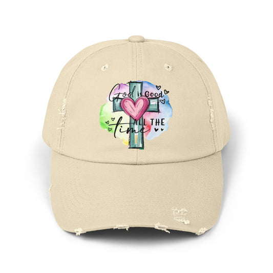 Unisex Distressed Cap with Inspirational Design, Faith Hat, Christian Cap, Everyday Accessory, Gift for All Occasions
