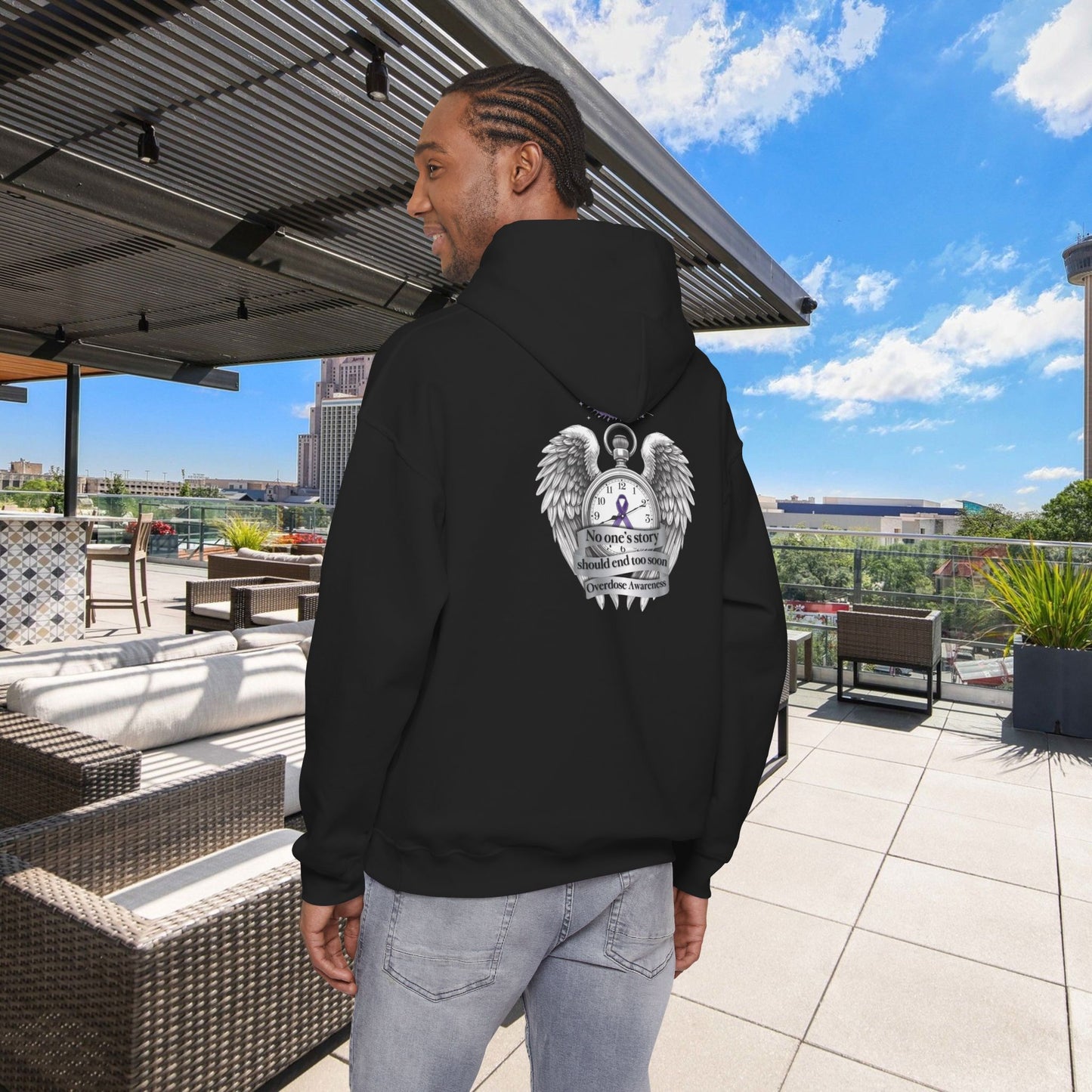 “No One’s Story Should End Too Soon” Hoodie | Overdose Awareness Sweatshirt | Faith & Recovery Support | Gildan Heavy Blend Unisex Hoodie